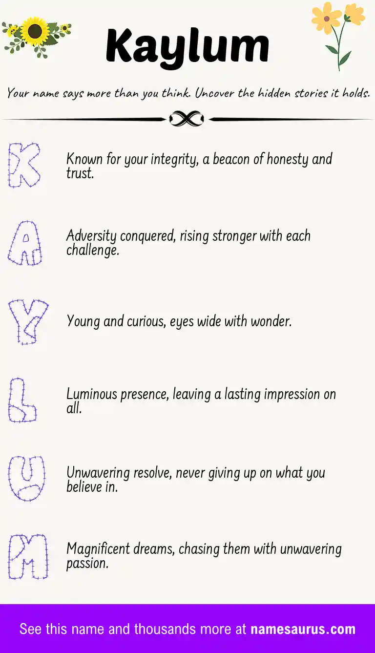 Acrostic poem about Kaylum.