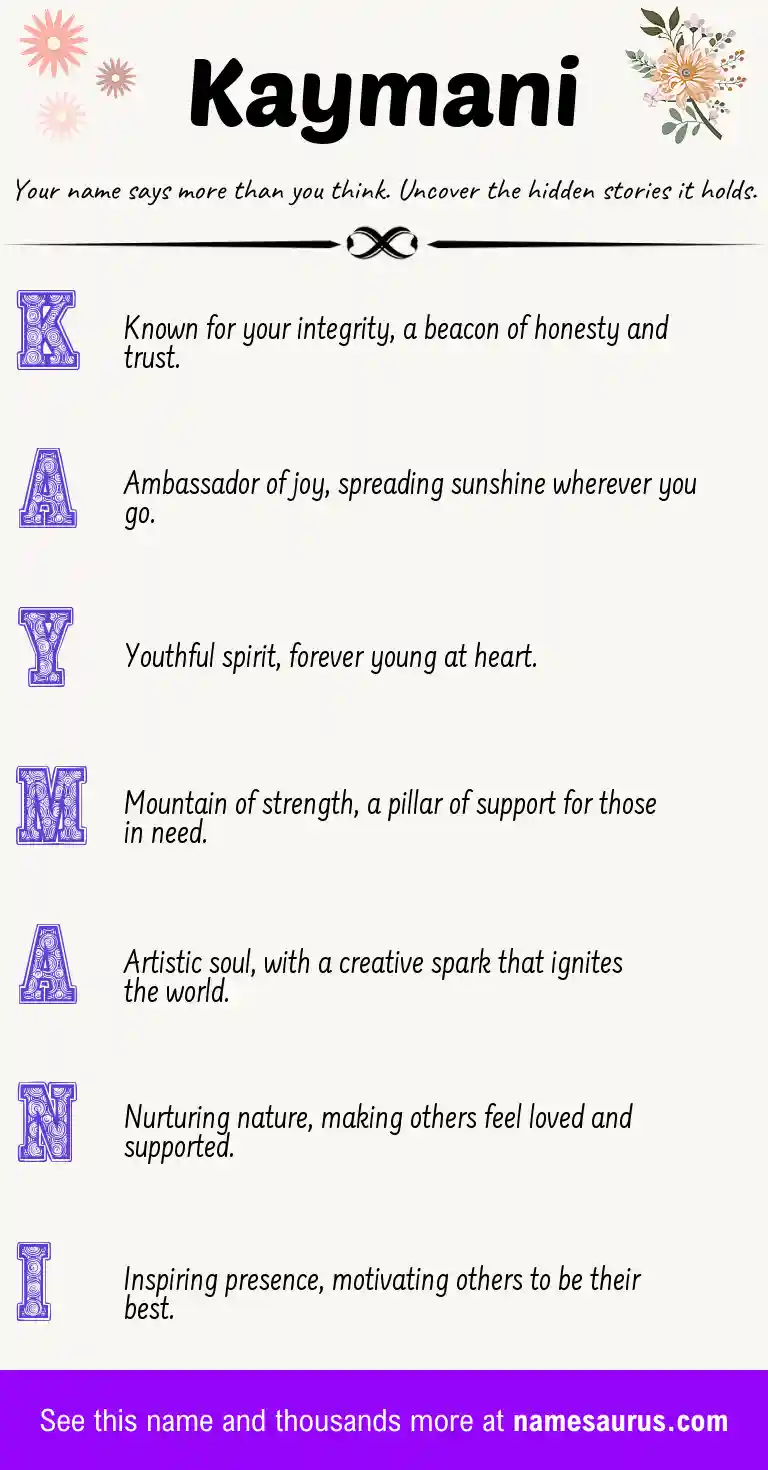 Acrostic poem about Kaymani.