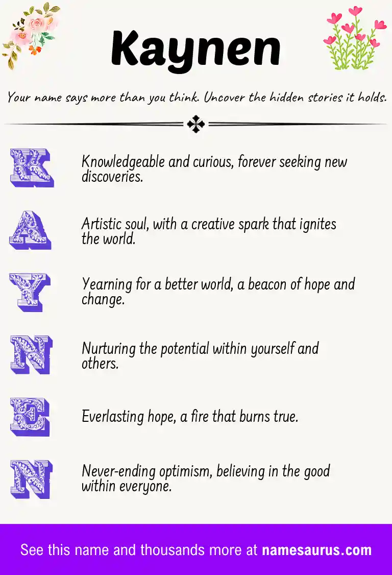 Acrostic poem about Kaynen.