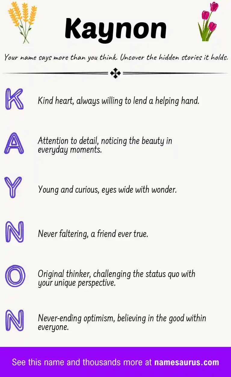 Acrostic poem about Kaynon.