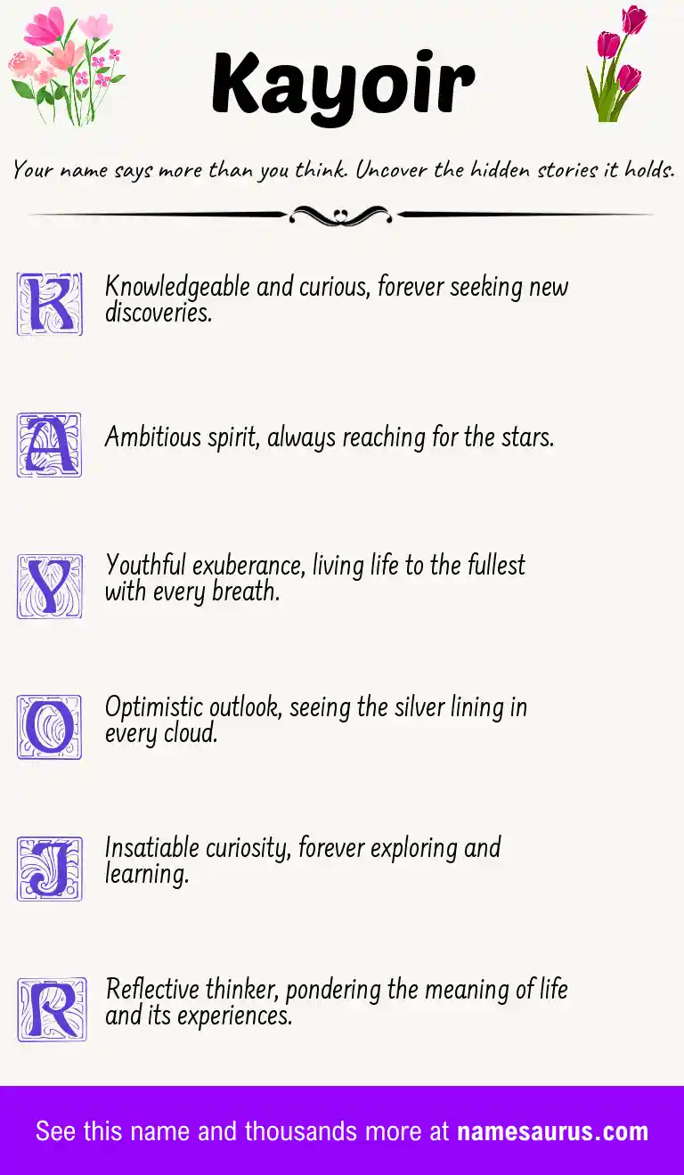 Acrostic poem about Kayoir.