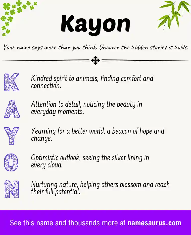 Acrostic poem about Kayon.