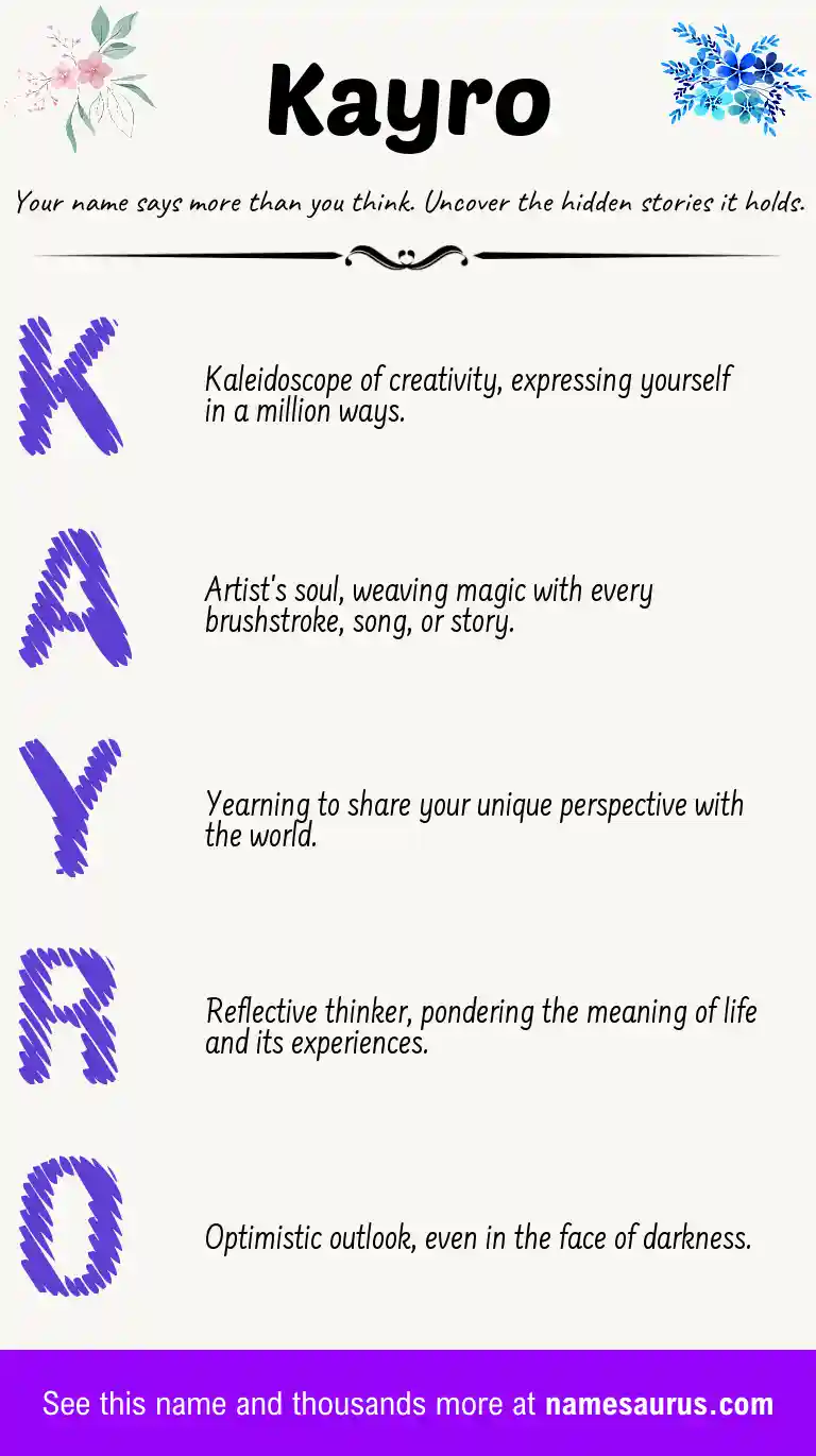 Acrostic poem about Kayro.