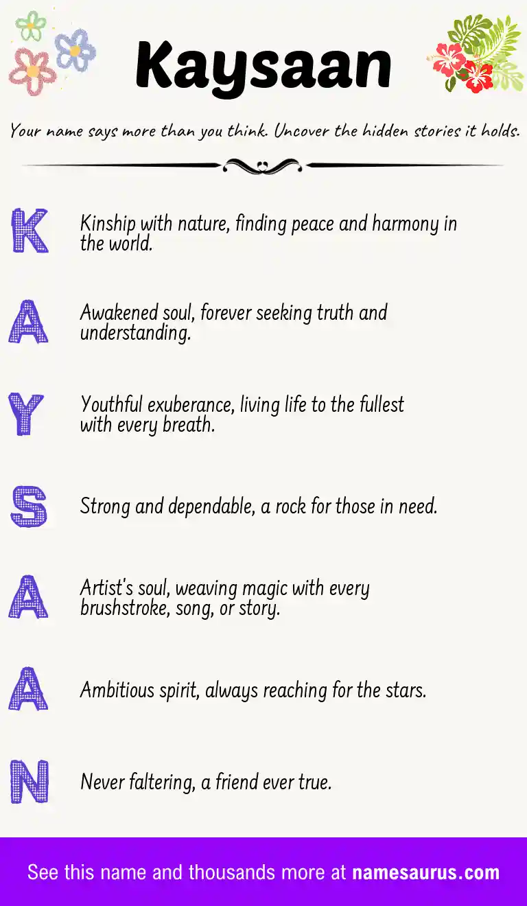 Acrostic poem about Kaysaan.