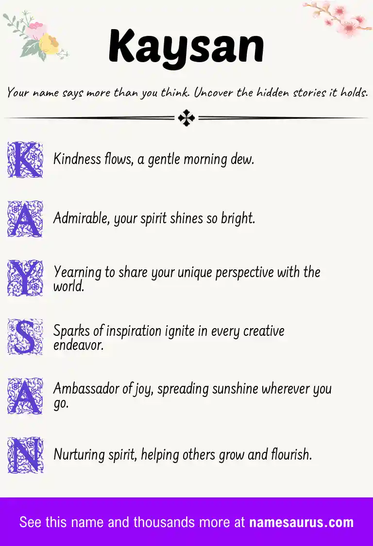 Acrostic poem about Kaysan.