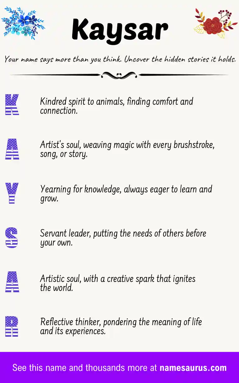 Acrostic poem about Kaysar.