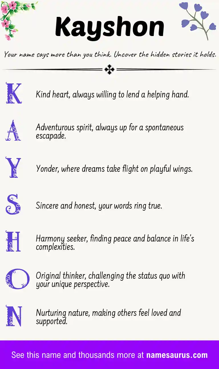 Acrostic poem about Kayshon.