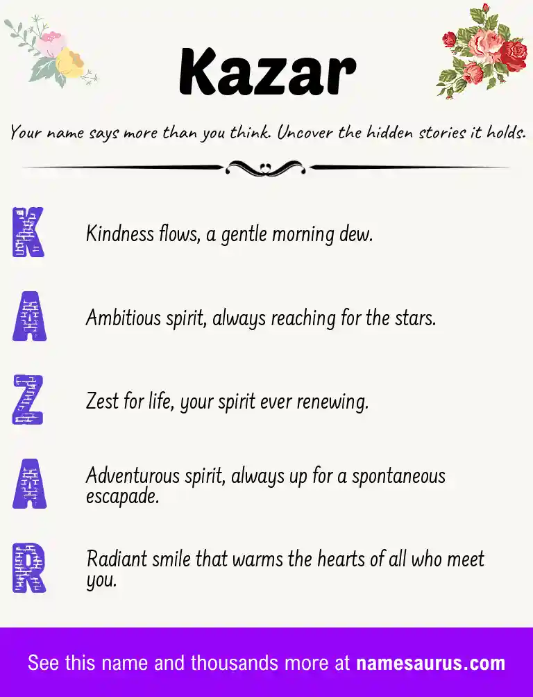 Acrostic poem about Kazar.