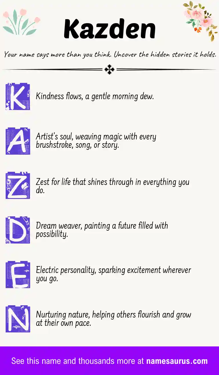 Acrostic poem about Kazden.