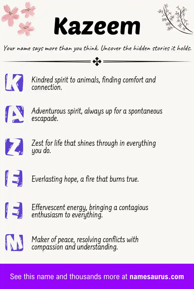 Acrostic poem about Kazeem.
