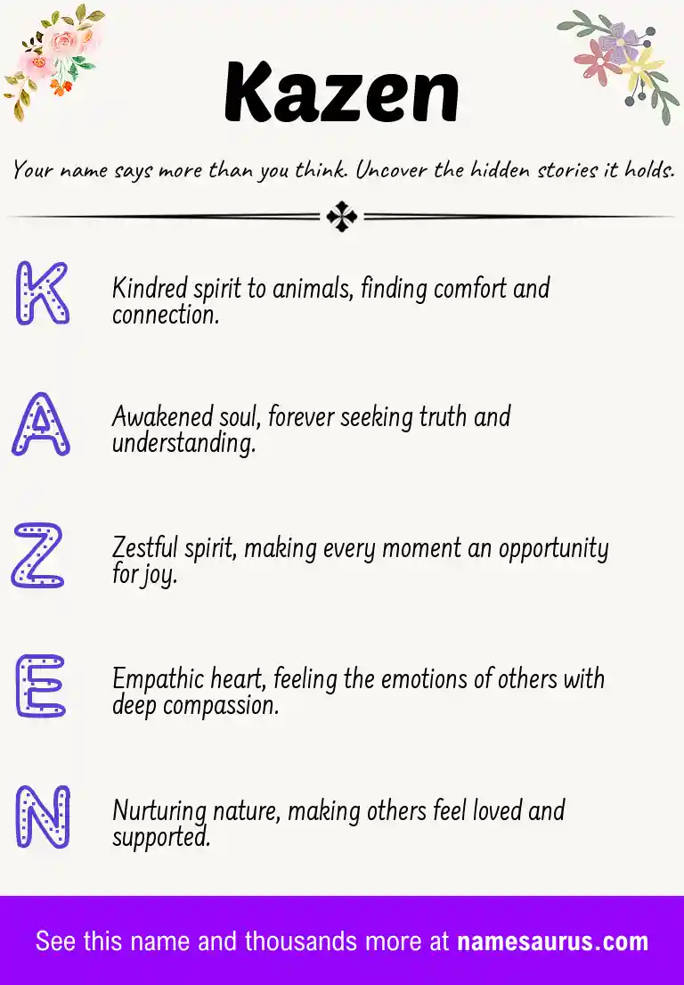 Acrostic poem about Kazen.