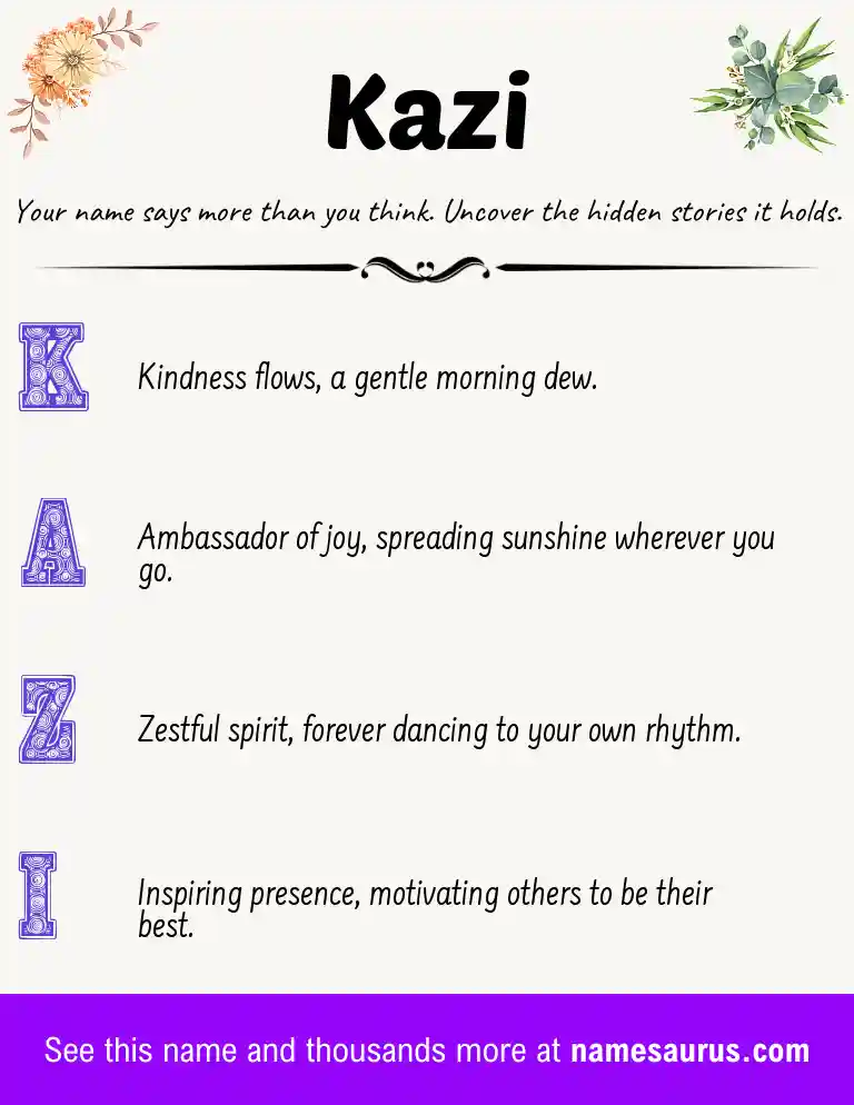Acrostic poem about Kazi.