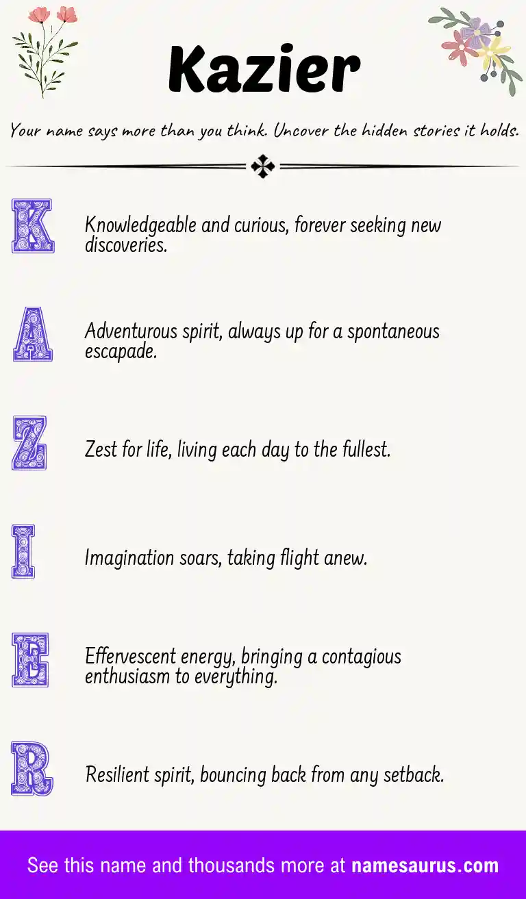 Acrostic poem about Kazier.