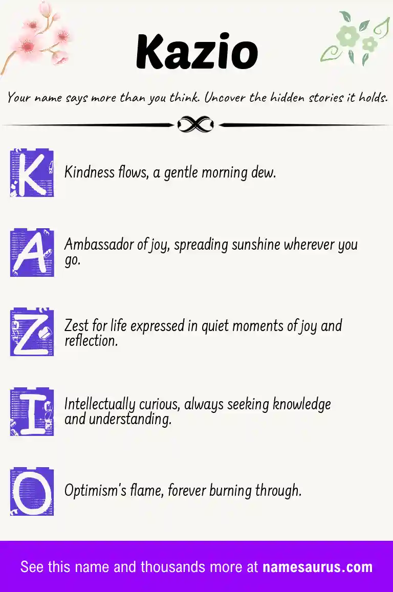 Acrostic poem about Kazio.