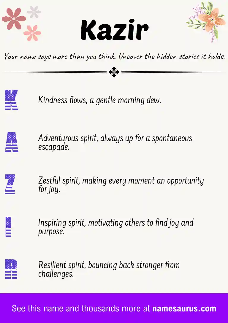 Acrostic poem about Kazir.
