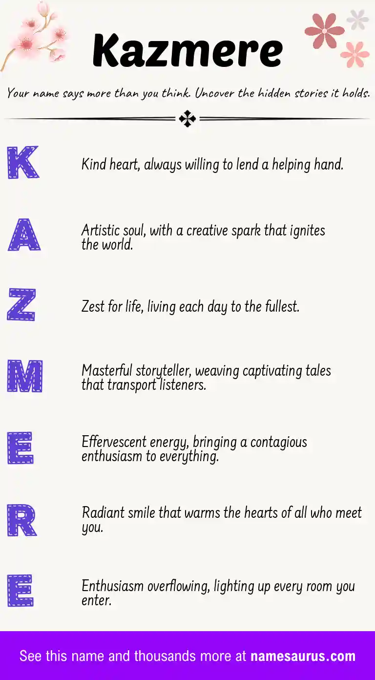 Acrostic poem about Kazmere.