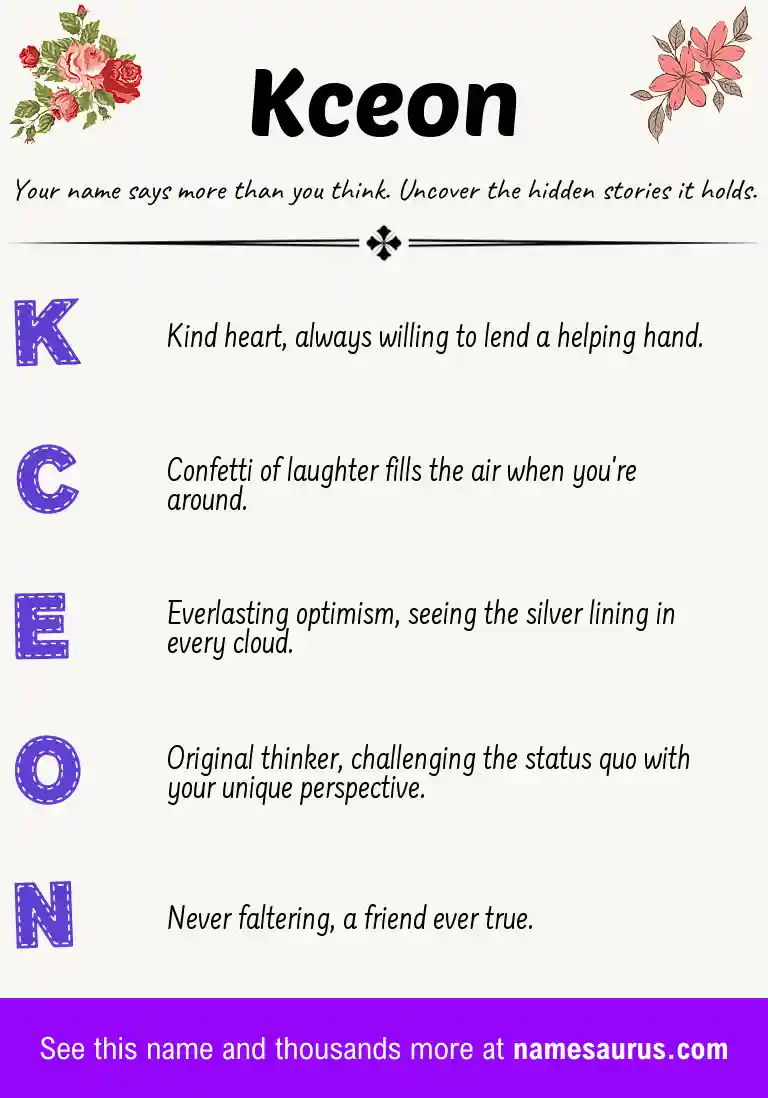 Acrostic poem about Kceon.