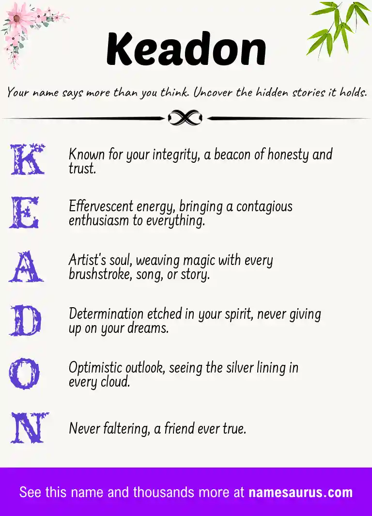 Acrostic poem about Keadon.