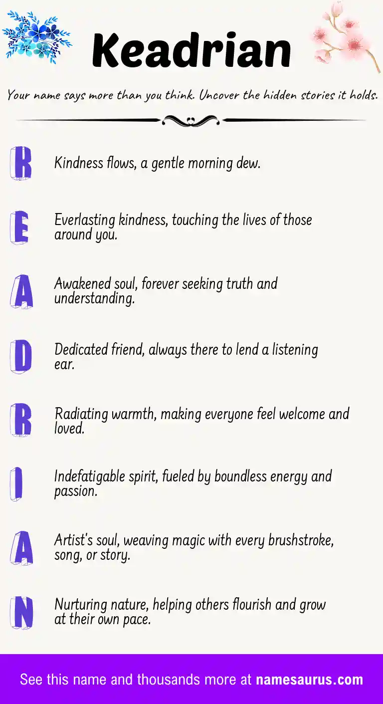 Acrostic poem about Keadrian.