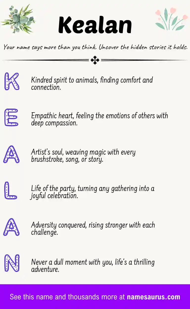 Acrostic poem about Kealan.