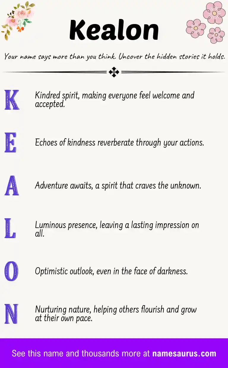 Acrostic poem about Kealon.