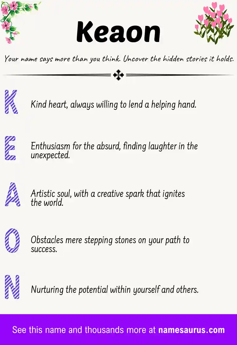 Acrostic poem about Keaon.