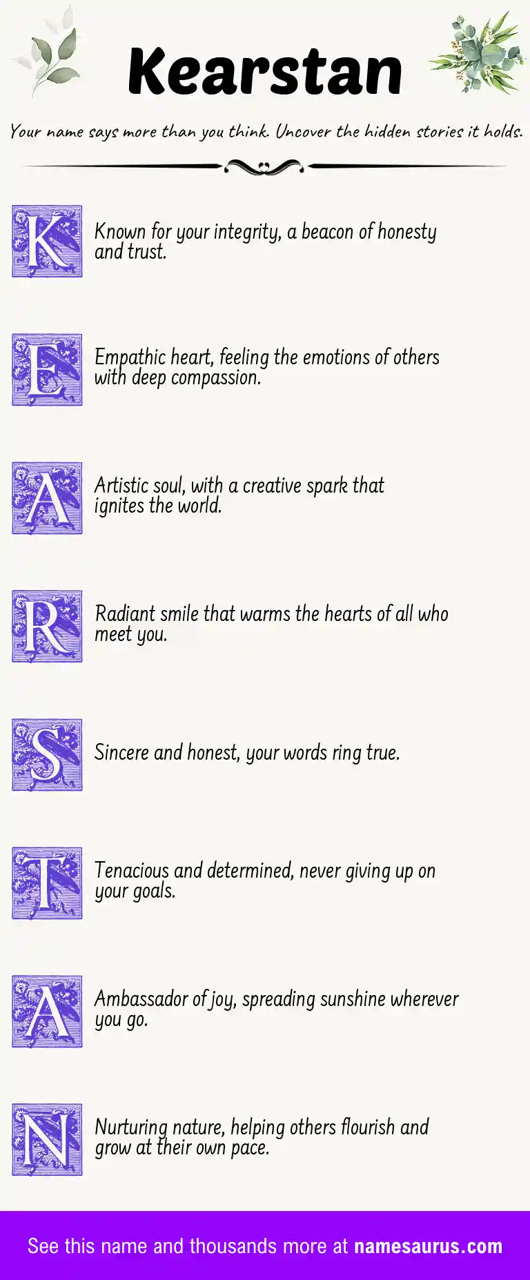 Acrostic poem about Kearstan.