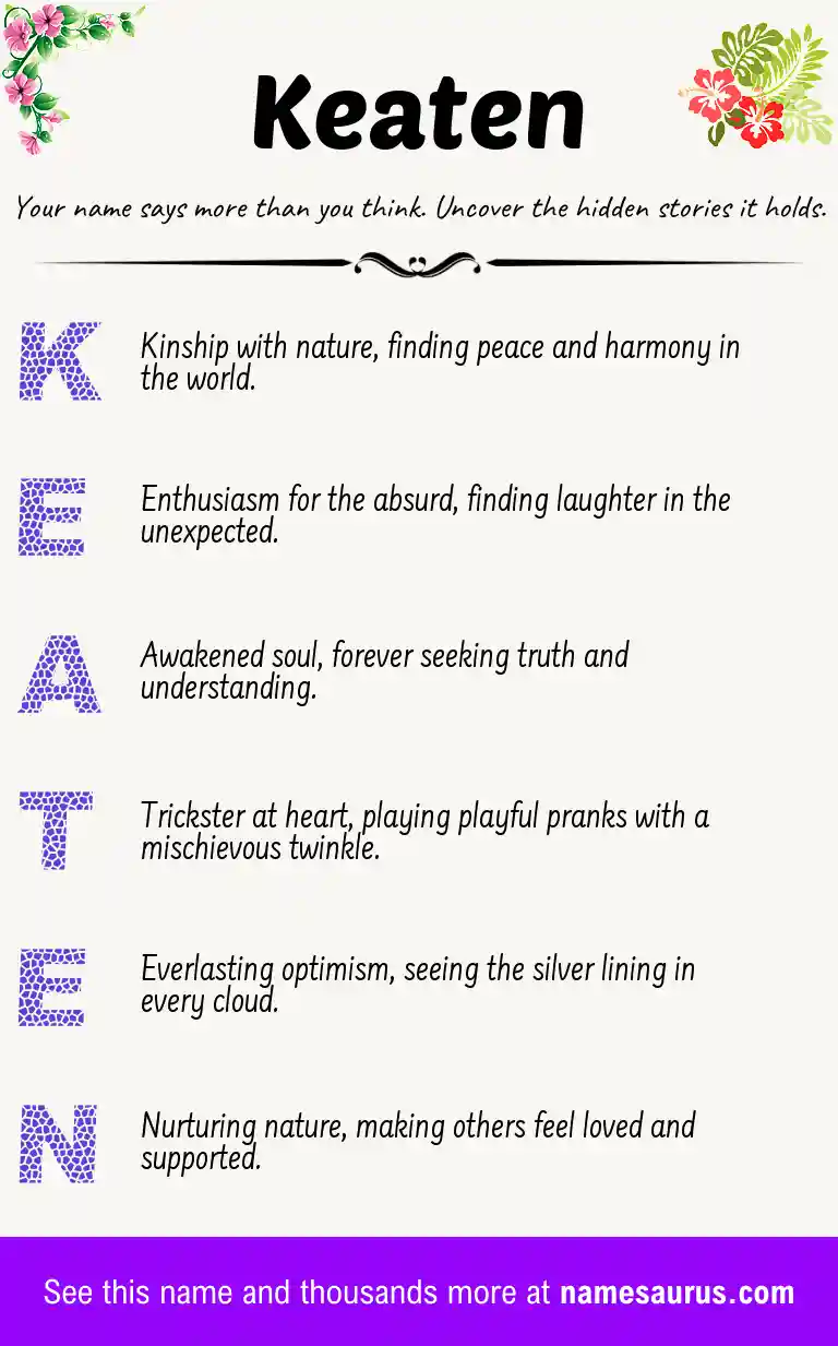 Acrostic poem about Keaten.