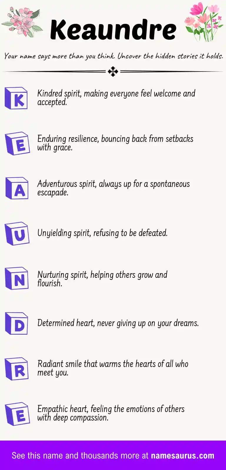 Acrostic poem about Keaundre.