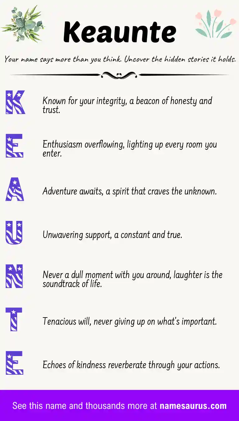 Acrostic poem about Keaunte.