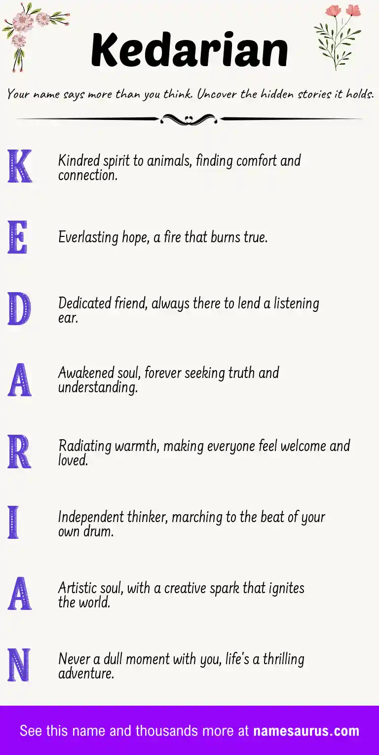 Acrostic poem about Kedarian.