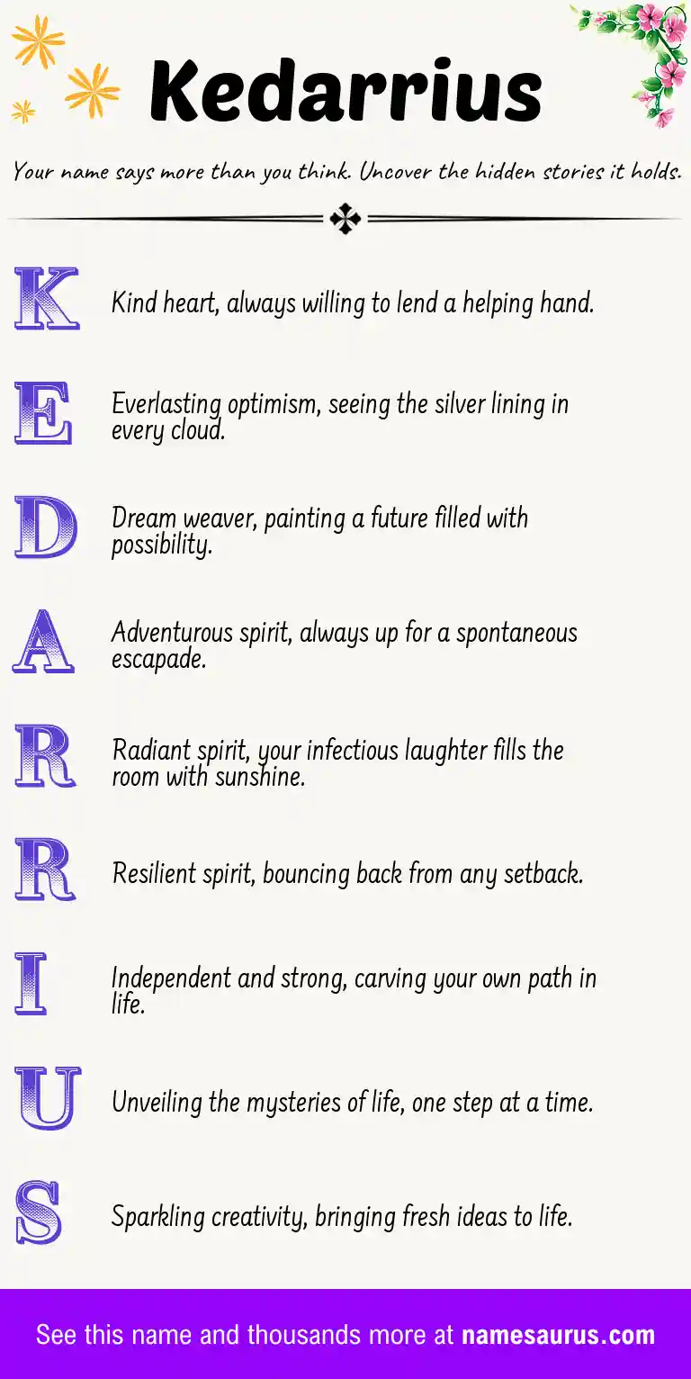 Acrostic poem about Kedarrius.