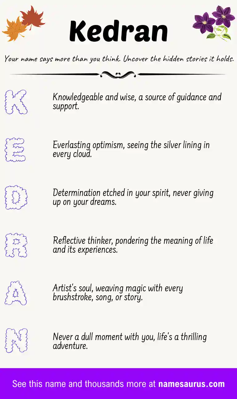 Acrostic poem about Kedran.
