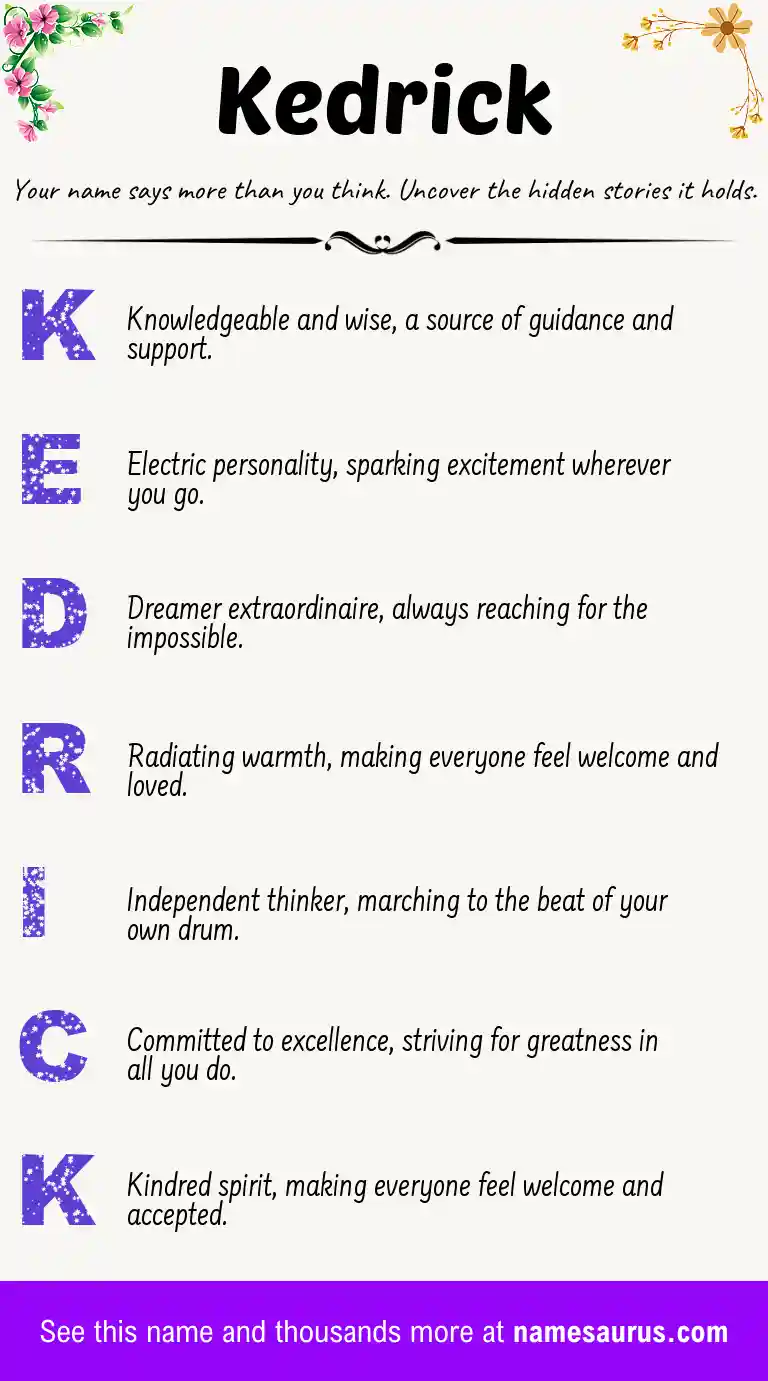 Acrostic poem about Kedrick.