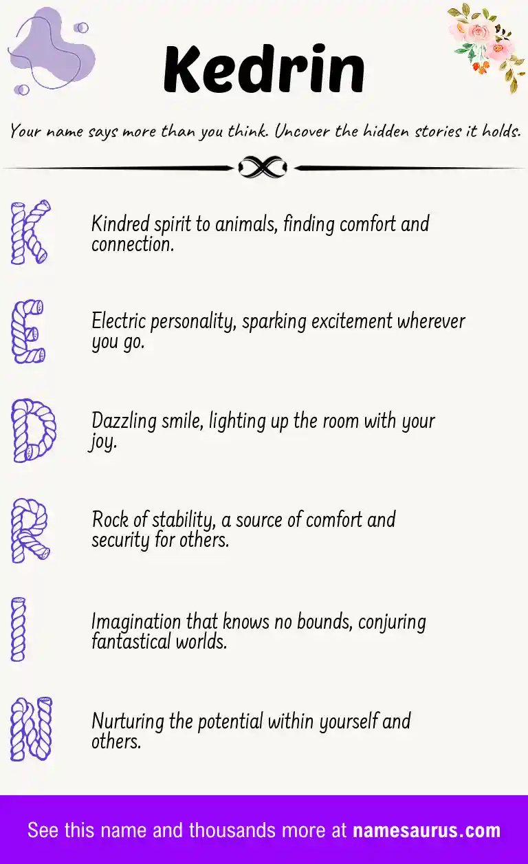 Acrostic poem about Kedrin.