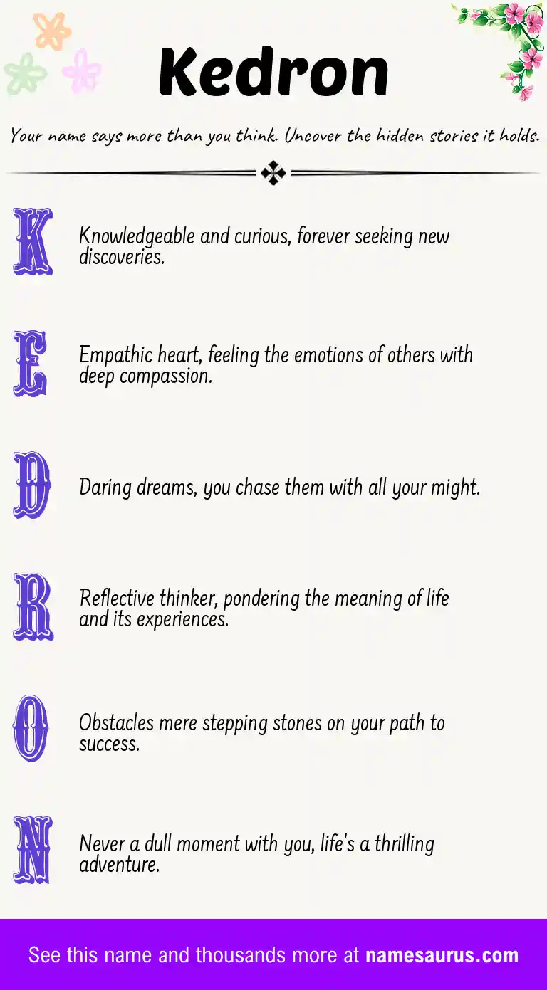 Acrostic poem about Kedron.