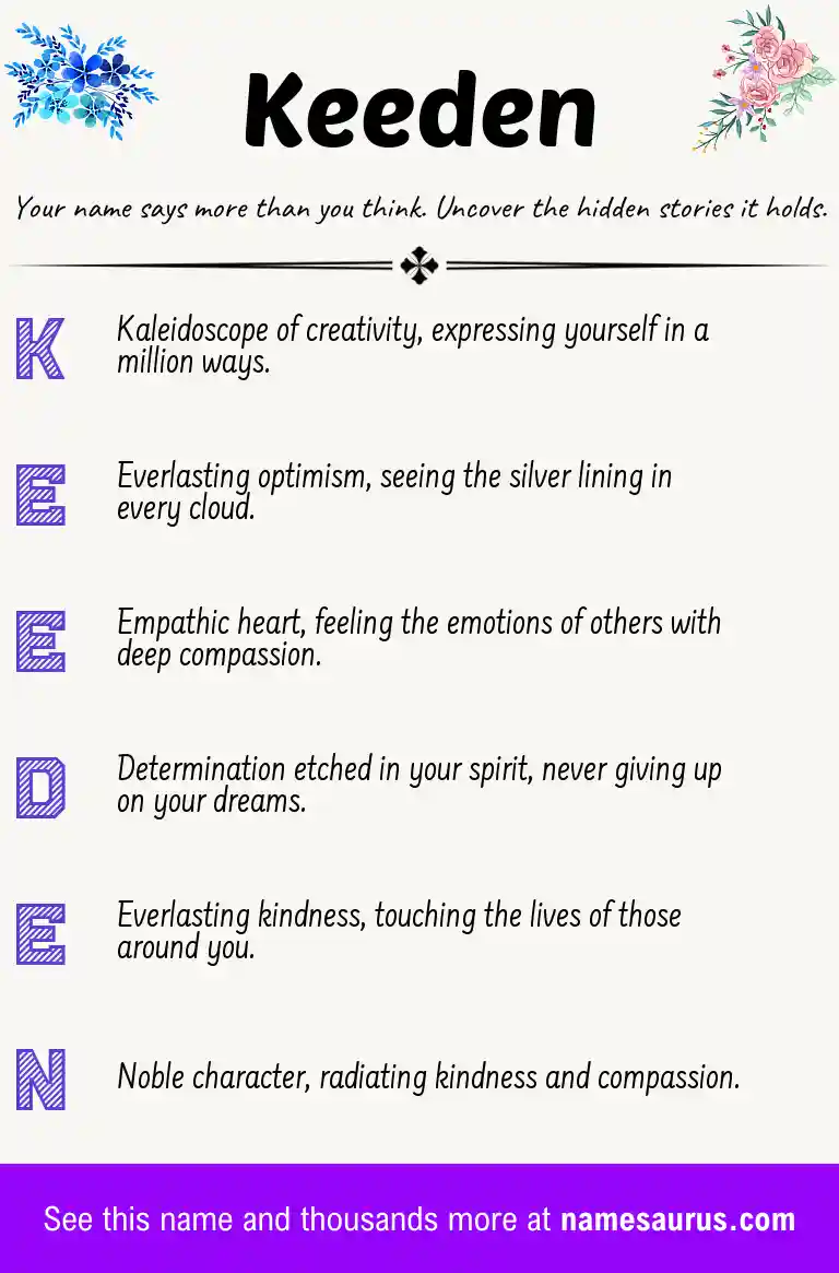 Acrostic poem about Keeden.
