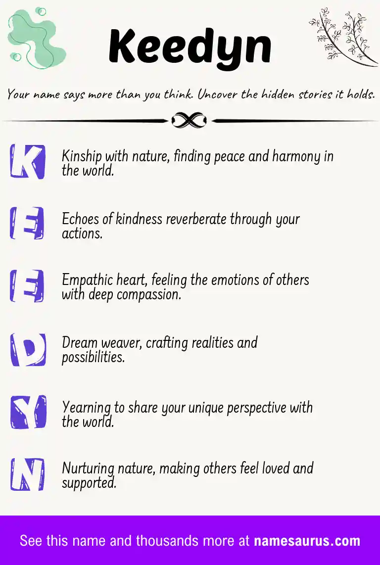 Acrostic poem about Keedyn.