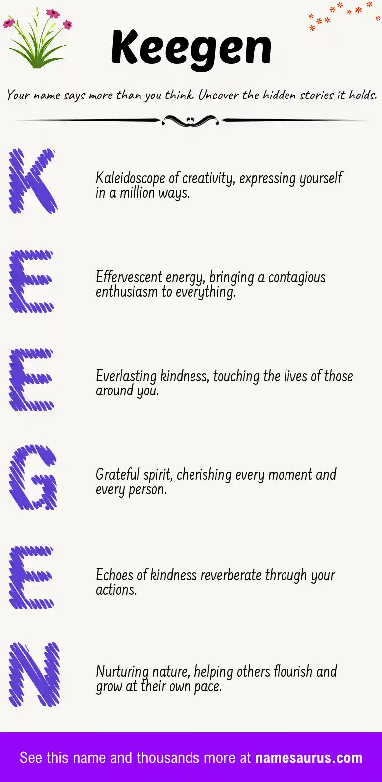 Acrostic poem about Keegen.
