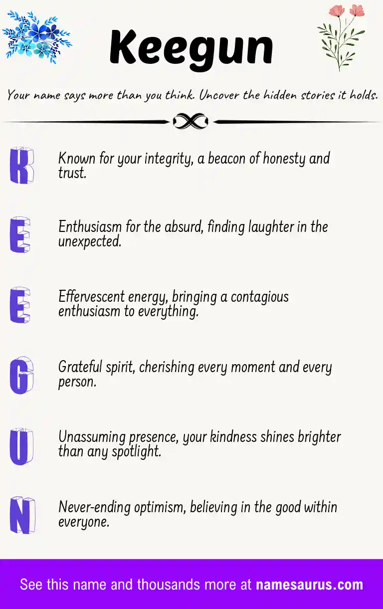 Acrostic poem about Keegun.