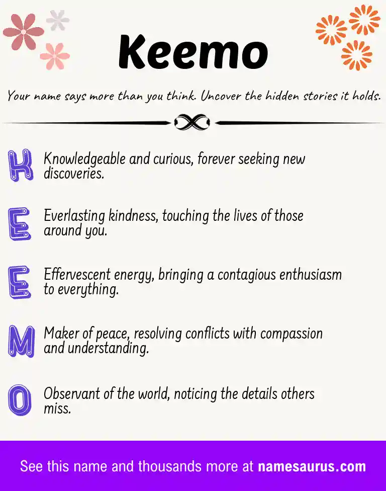Acrostic poem about Keemo.