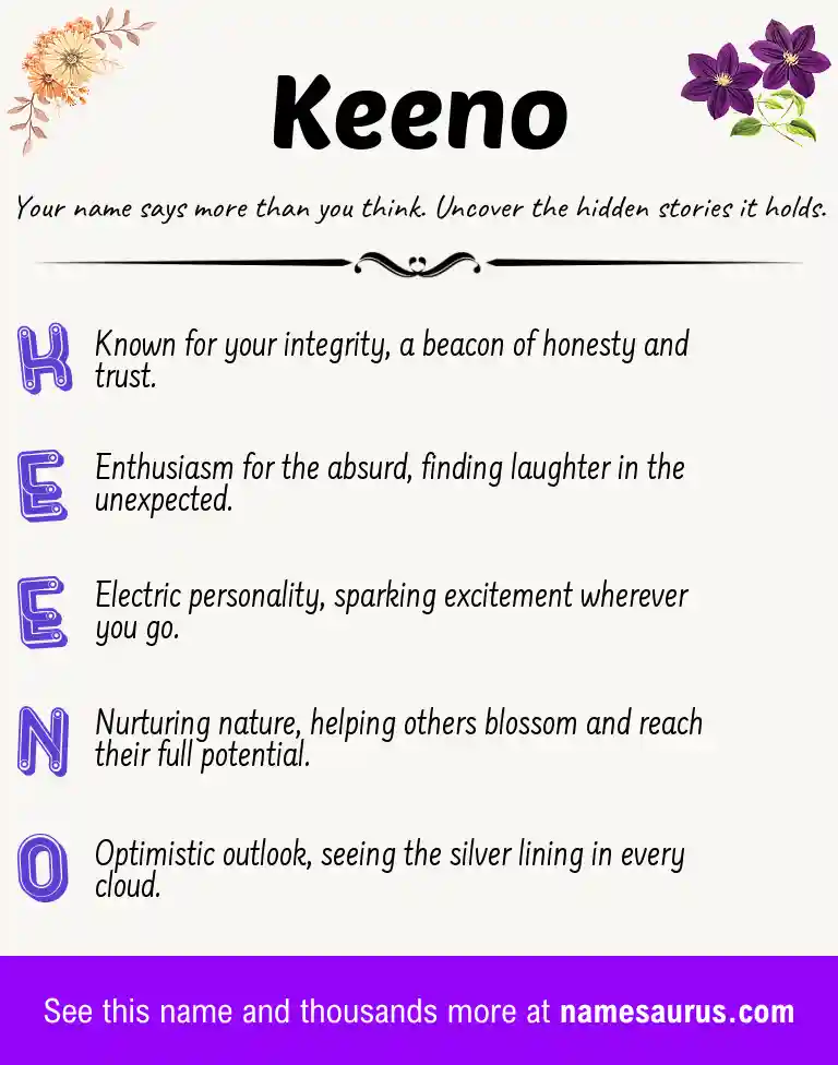 Acrostic poem about Keeno.