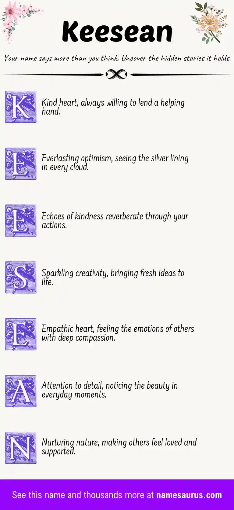 Acrostic poem about Keesean.