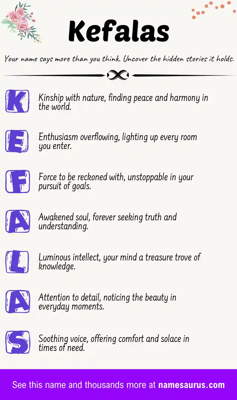 Acrostic poem about Kefalas.