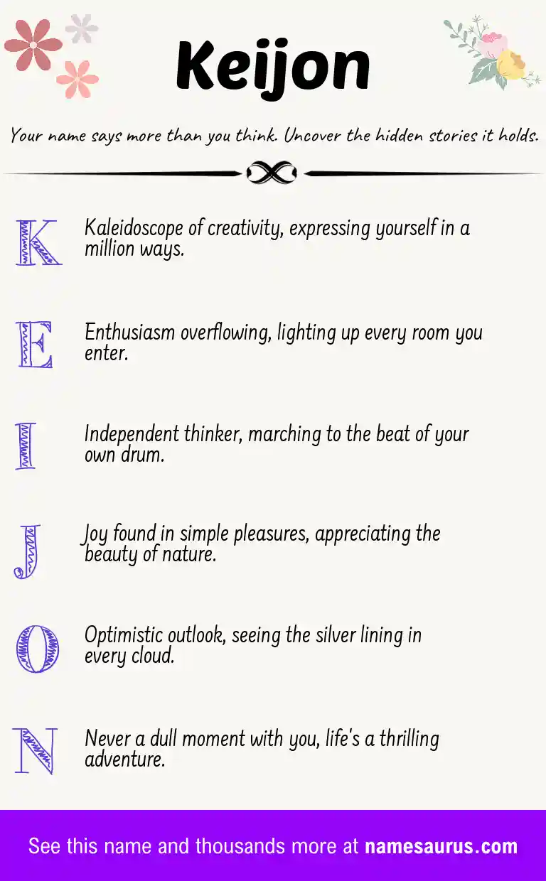Acrostic poem about Keijon.
