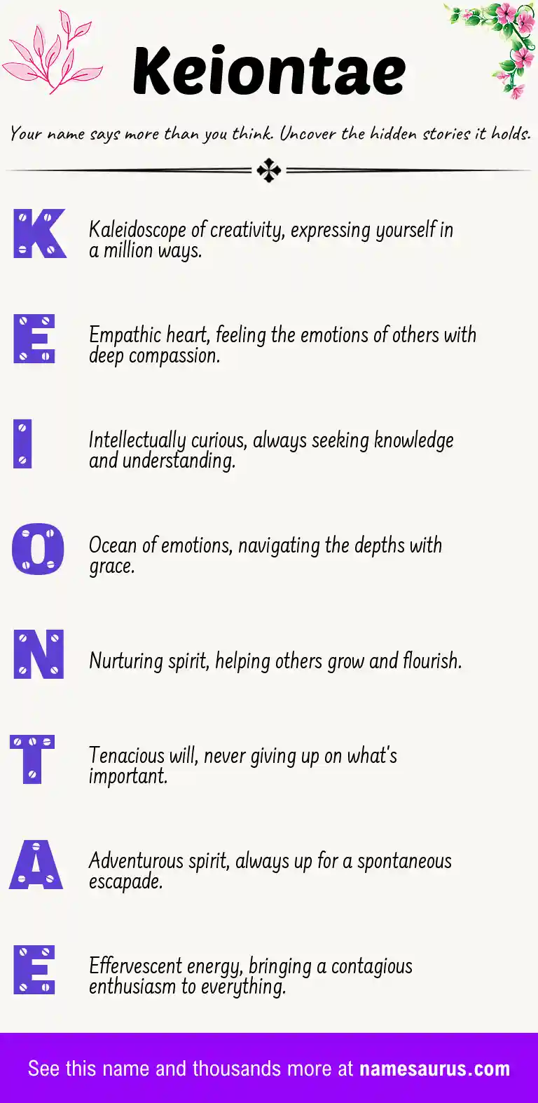 Acrostic poem about Keiontae.