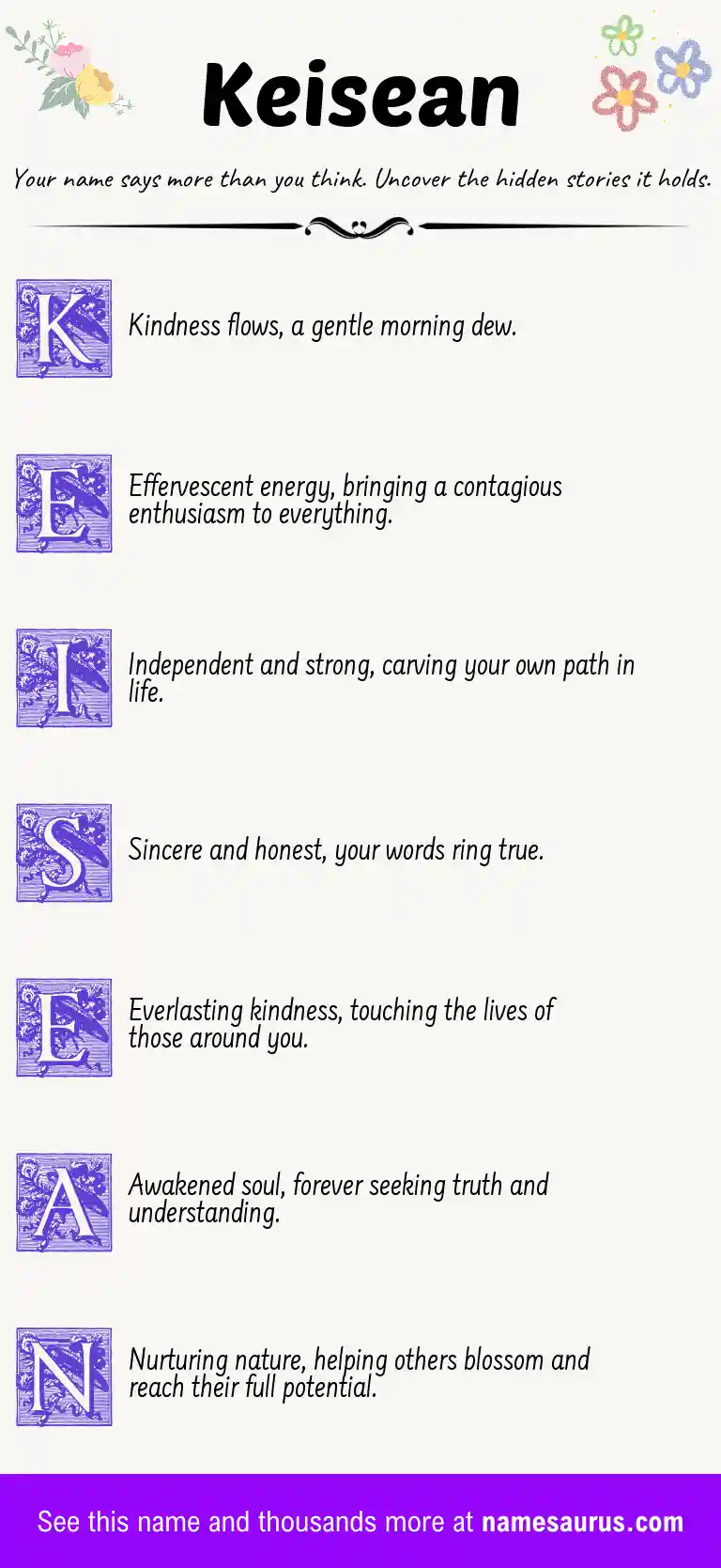 Acrostic poem about Keisean.