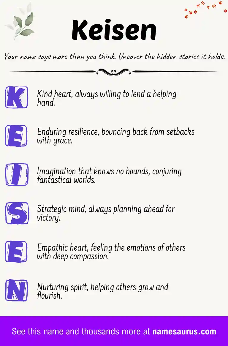 Acrostic poem about Keisen.