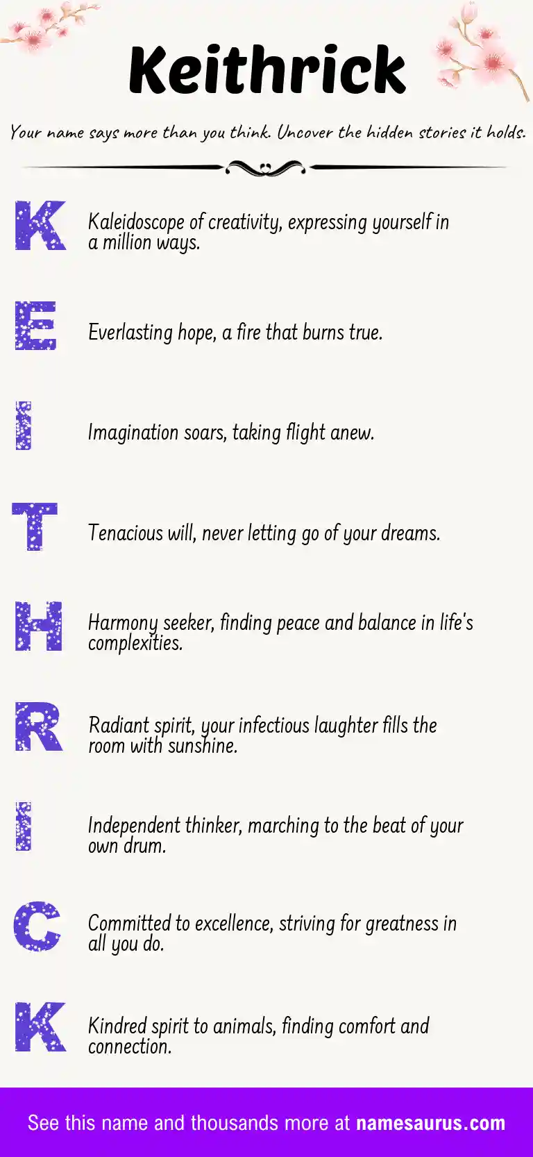 Acrostic poem about Keithrick.