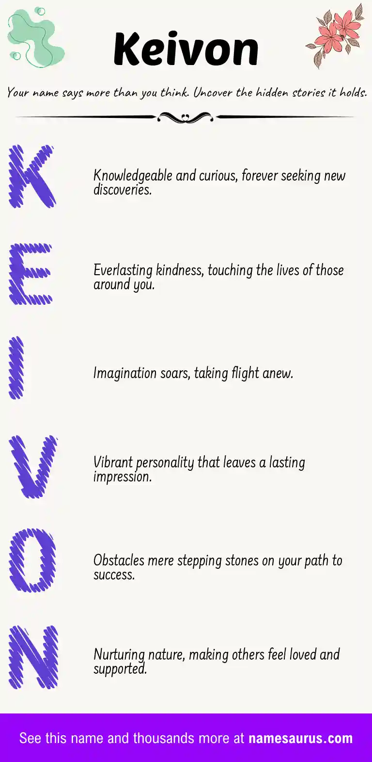 Acrostic poem about Keivon.